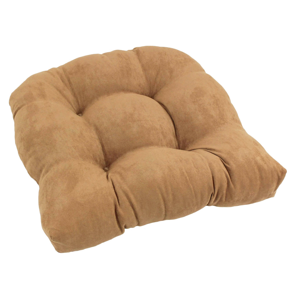 Blazing Needles 19 in. U-Shaped MicroSuede Tufted Dining Chair Cushion, Camel