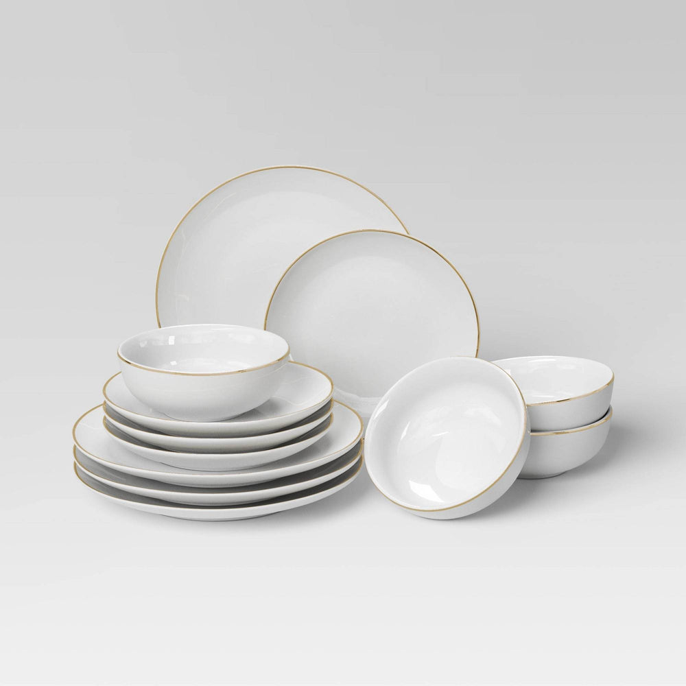 12pc Christmas Dinnerware Set Gold - Threshold
