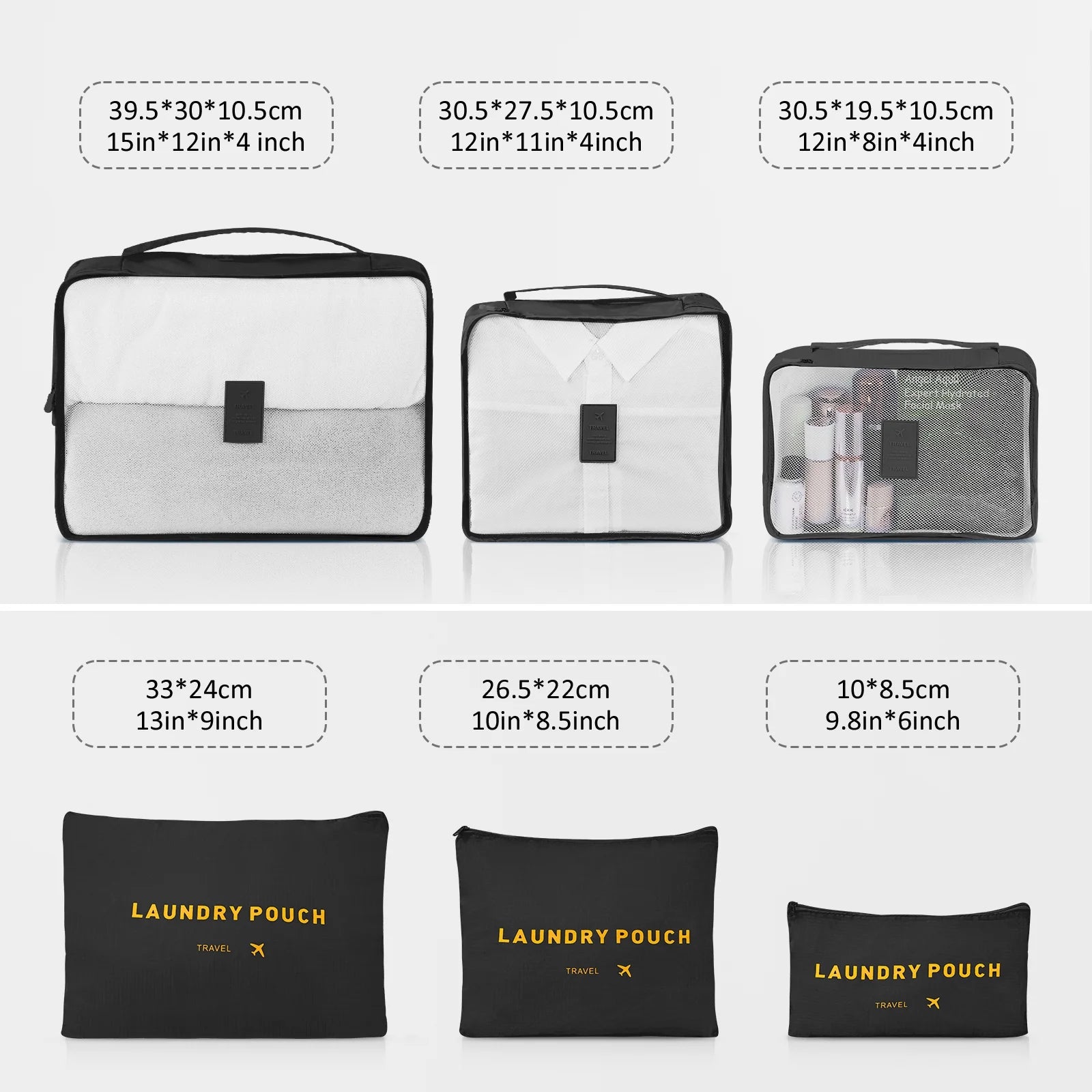 9 Piece Luggage Sets, Hard 20 24 28 in Luggage with 6 Pieces Organize Bags Travel Suitcases Sets with Wheels, Rosé