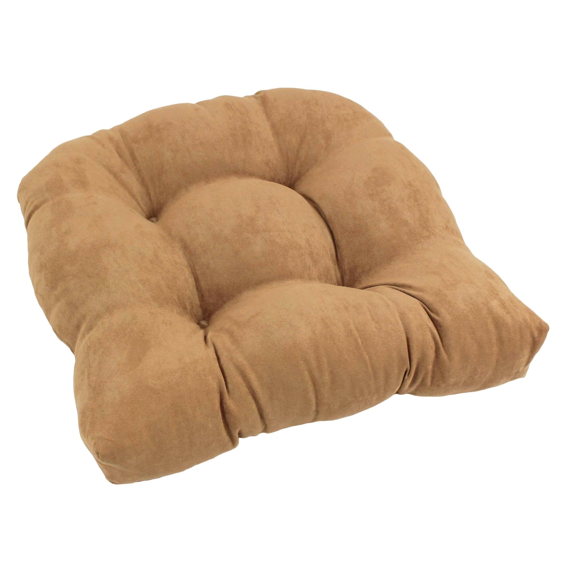 Blazing Needles 19 in. U-Shaped MicroSuede Tufted Dining Chair Cushion, Camel