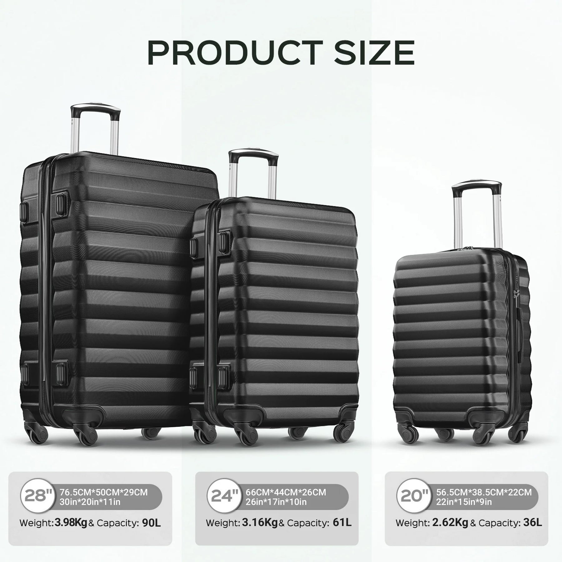 9 Piece Luggage Sets, Hard 20 24 28 in Luggage with 6 Pieces Organize Bags Travel Suitcases Sets with Wheels, Rosé