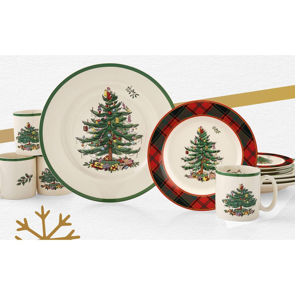 Spode Christmas Tree Tartan 16 Piece Dinnerware Set