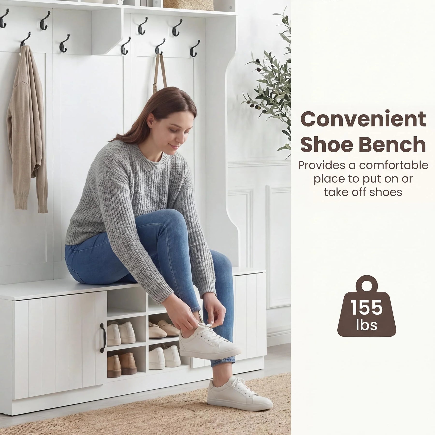 Tangkula Hall Tree with Bench and Shoe Storage