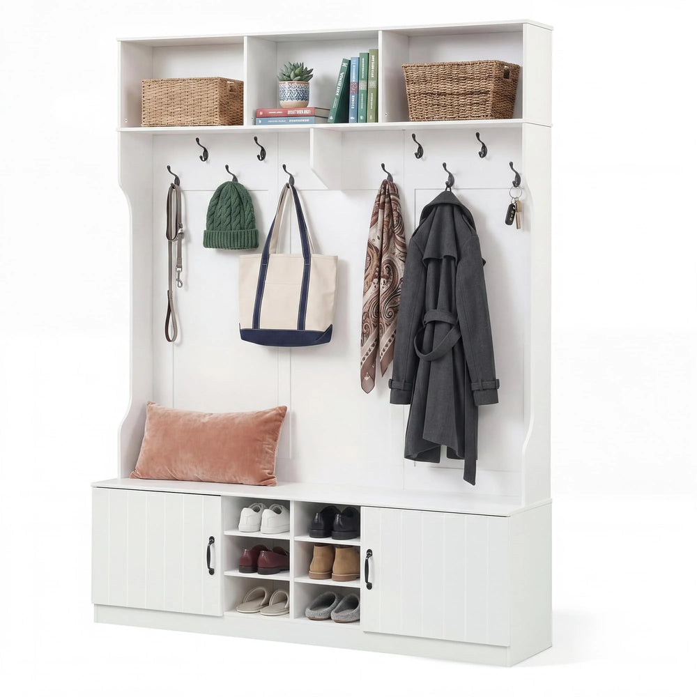 Tangkula Hall Tree with Bench and Shoe Storage