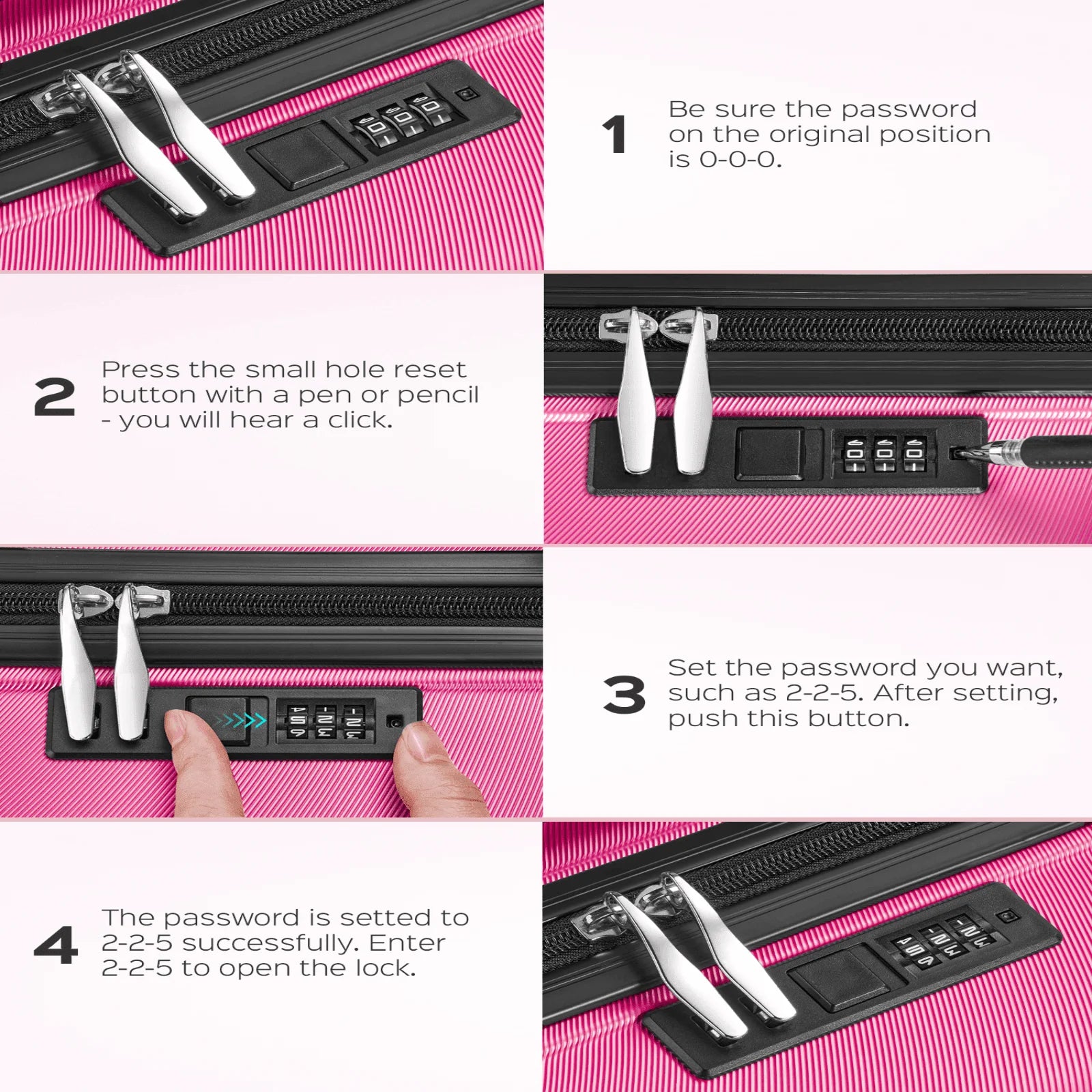 9 Piece Luggage Sets, Hard 20 24 28 in Luggage with 6 Pieces Organize Bags Travel Suitcases Sets with Wheels, Rosé