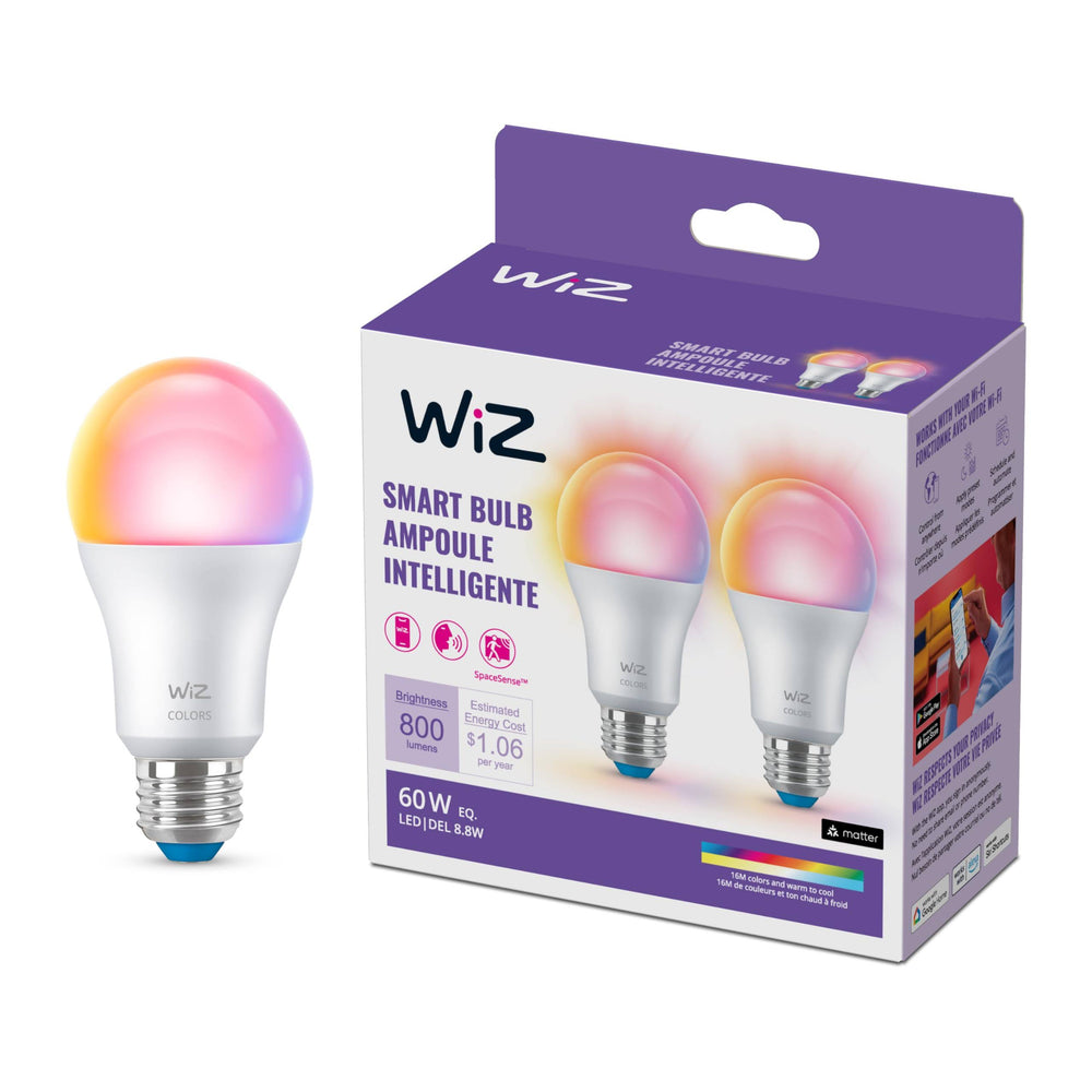 Wiz A19 Color Bluetooth LED Smart Bulb 2 Pack