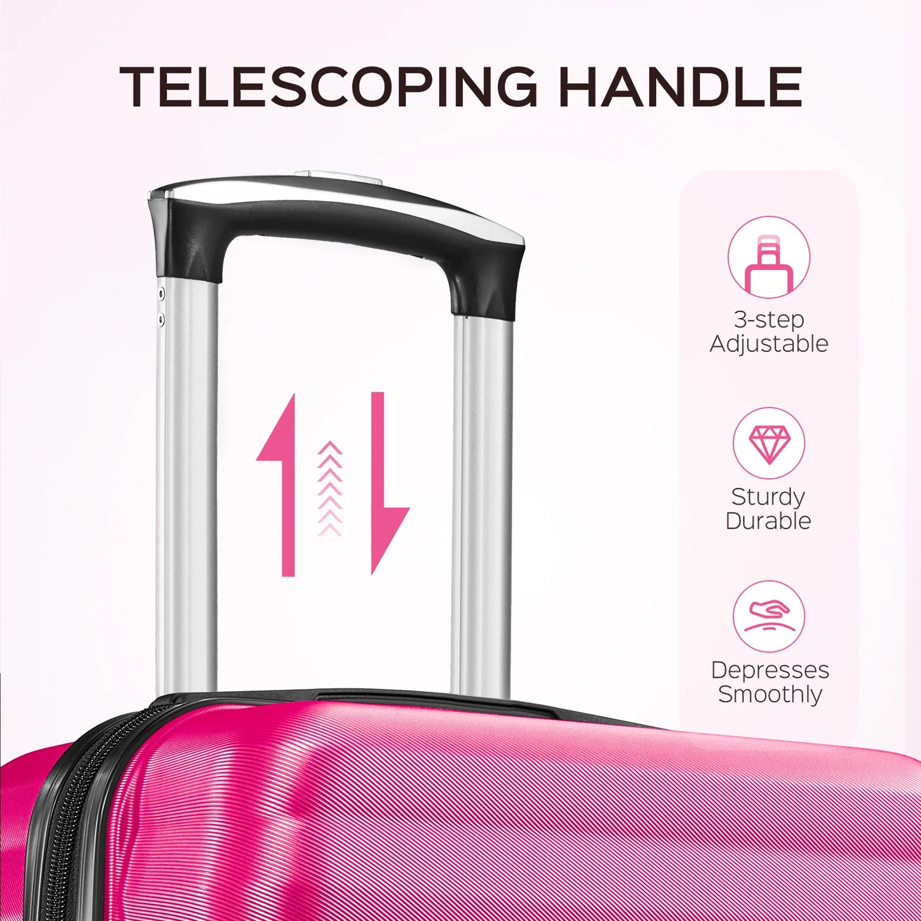 9 Piece Luggage Sets, Hard 20 24 28 in Luggage with 6 Pieces Organize Bags Travel Suitcases Sets with Wheels, Rosé